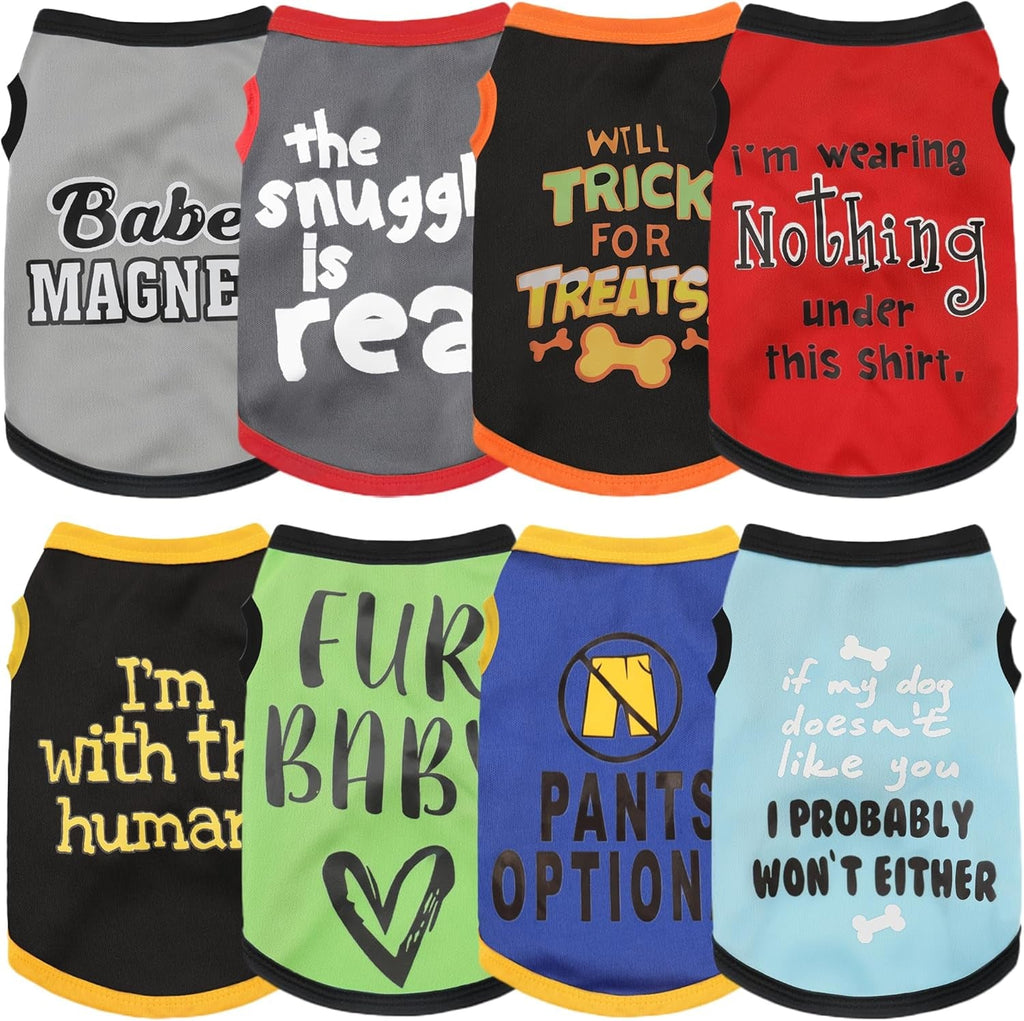 Dog Shirt Set 8 Pack Breathable Puppy Clothes Summer Fall XS-3XL