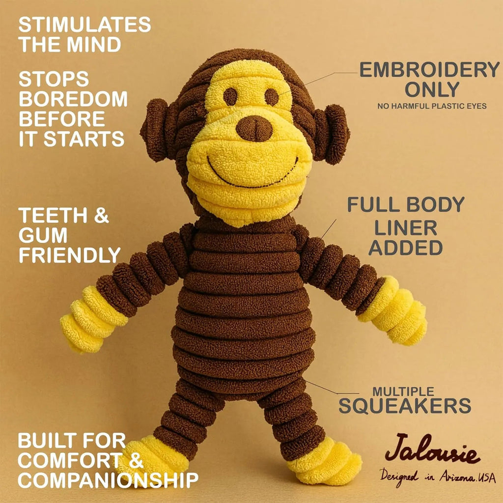 Plush Squeaky Dog Toys 5-Pack Corduroy Set for Medium & Large Dogs
