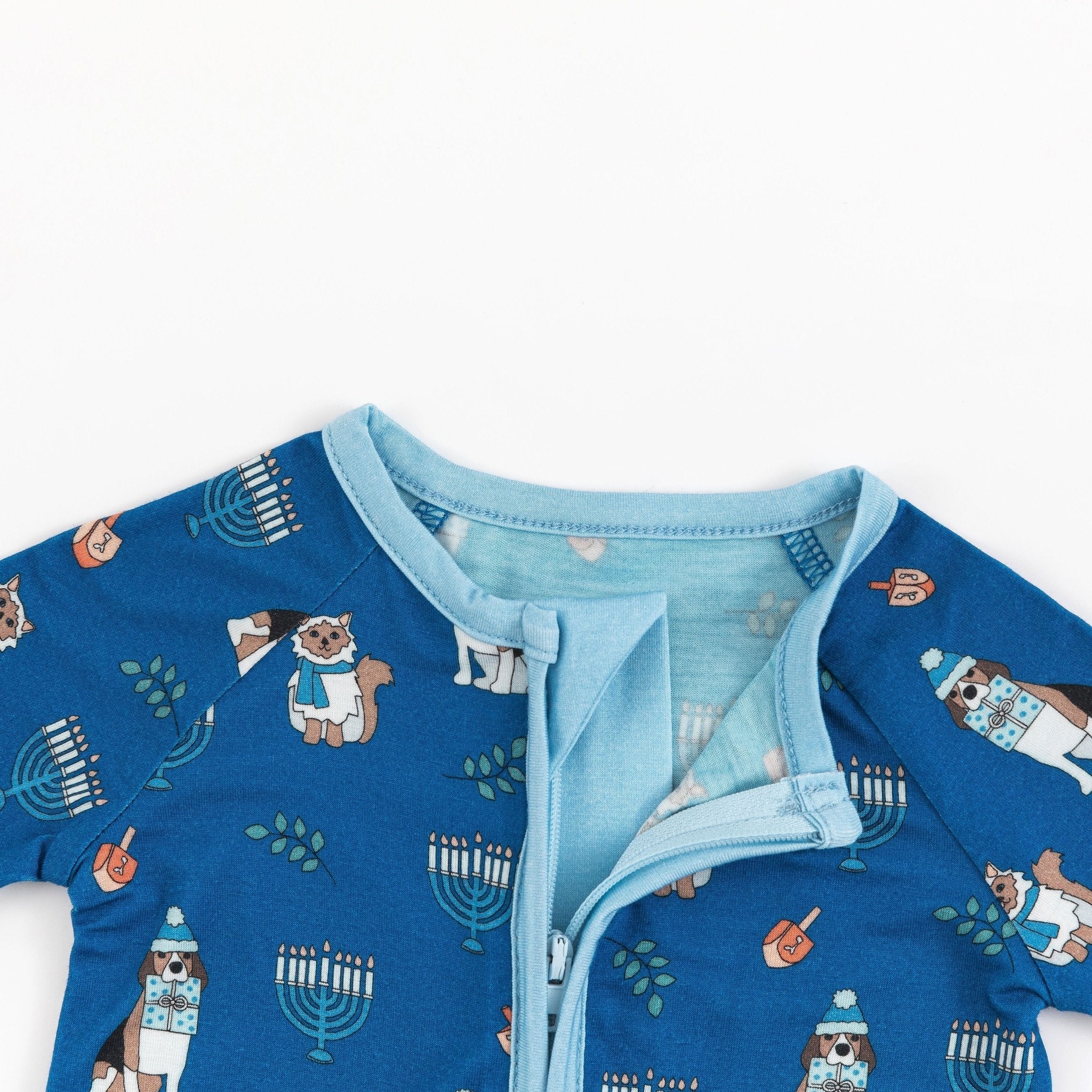 Hanukkah Pets (Convertible Zip Footies) - Blue